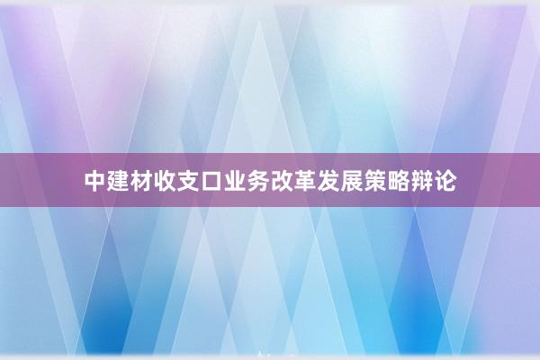 中建材收支口业务改革发展策略辩论